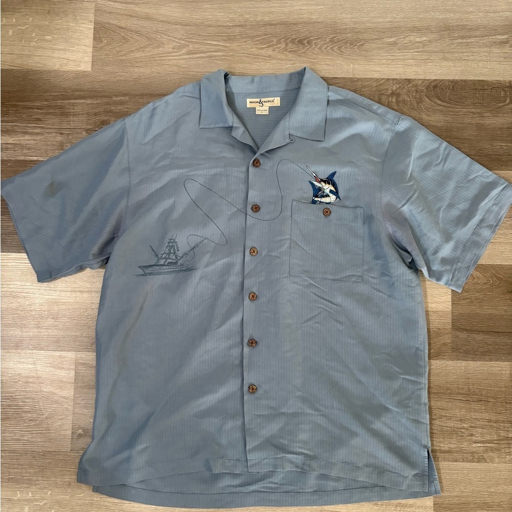 Hook and Tackle  Blue Marlin Short-Sleeve Camp Shirt